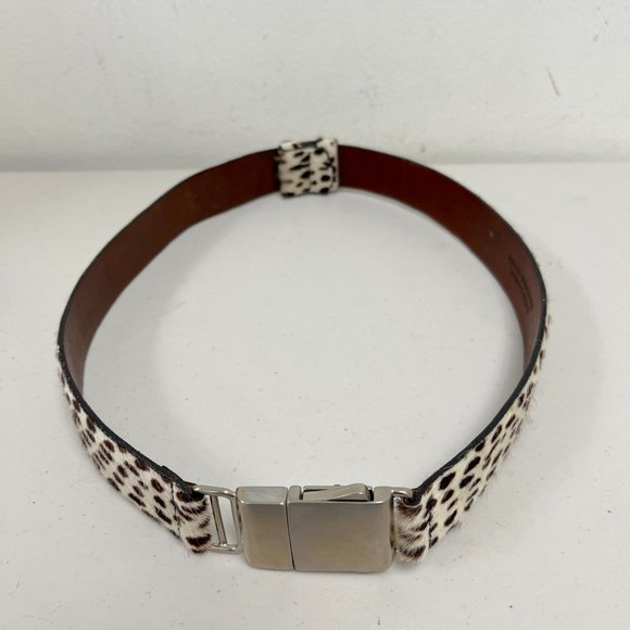 Vintage HenrI Bendel NY leopard hair calf leather adjustable belt USA to 30